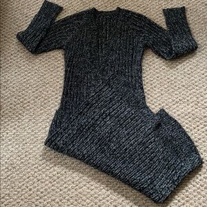 Elegant Black and White Long Sweater Coat